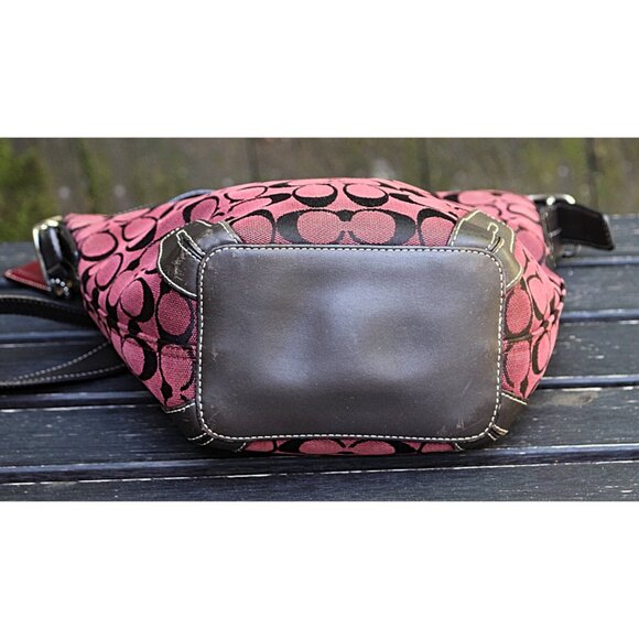 Coach Vintage Y2K - Signature and Leather Bucket Bag 6076 in Bordeaux Jacquard - Picture 9 of 14